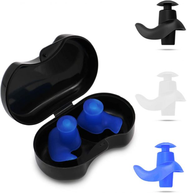 Swimming Ear Plugs Adults, 3 Pairs Waterproof Reusable Soft Silicone Earplugs